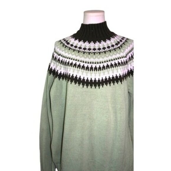 Vintage Nordic Style Pullover Sweater With High Neck - Picture 3 of 3